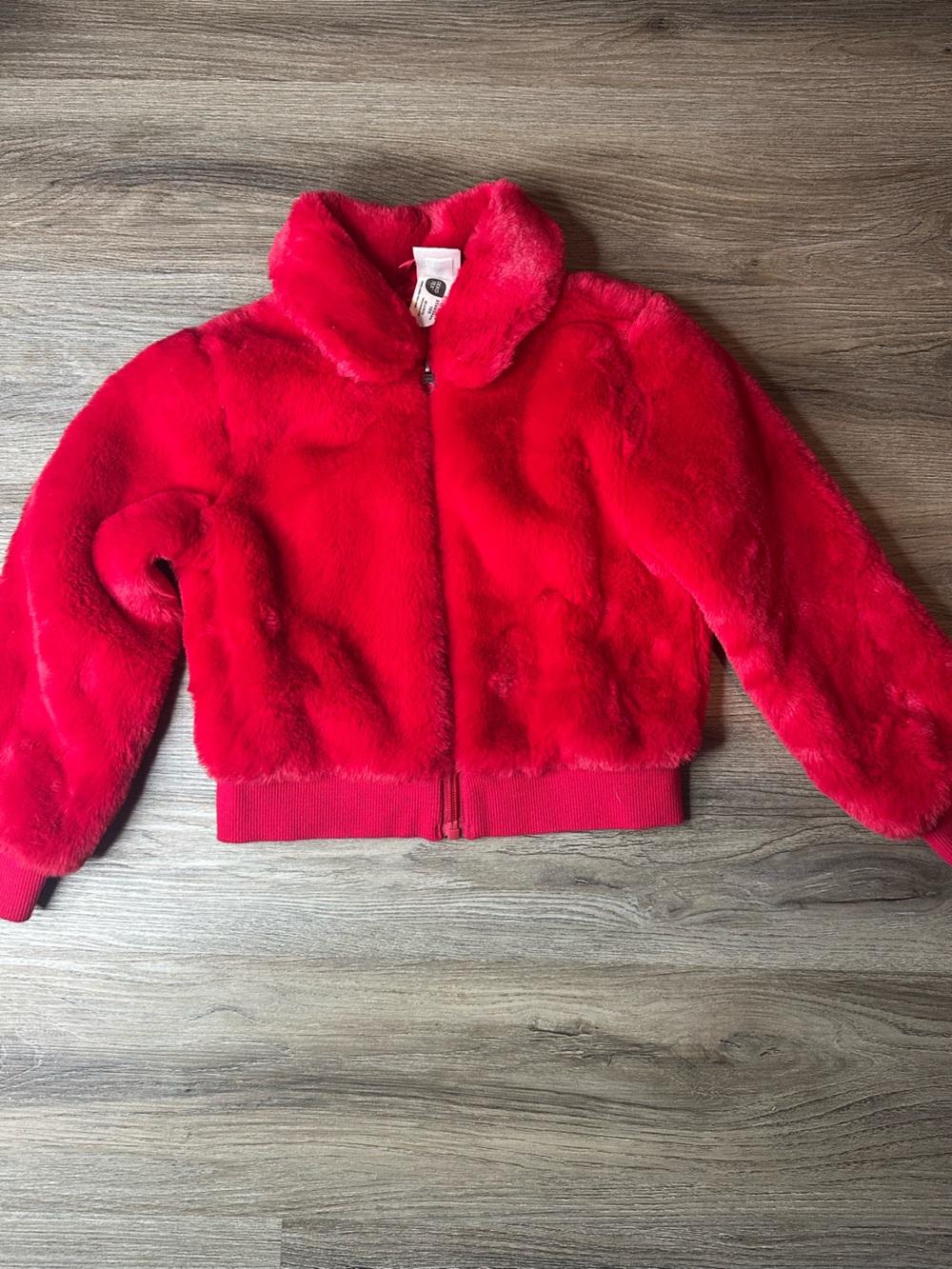 Hanna Anderson Girls Red Faux Fur Jacket Size 5 Festive Holiday Special Occasion